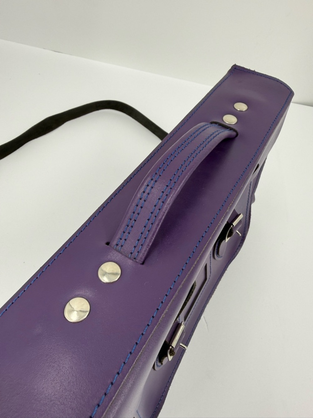 Bohemia Leather Satchel Bag in Purple 14”x10”x4” - Picture 5 of 13